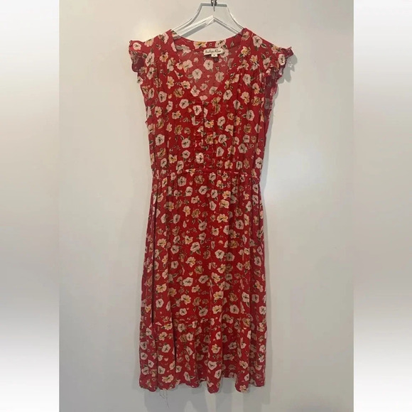 Indigo Rose Red Floral Dress Womens Size Medium (517) - Picture 1 of 4